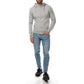 Felpa con cappuccio e zip da uomo grigio mélange