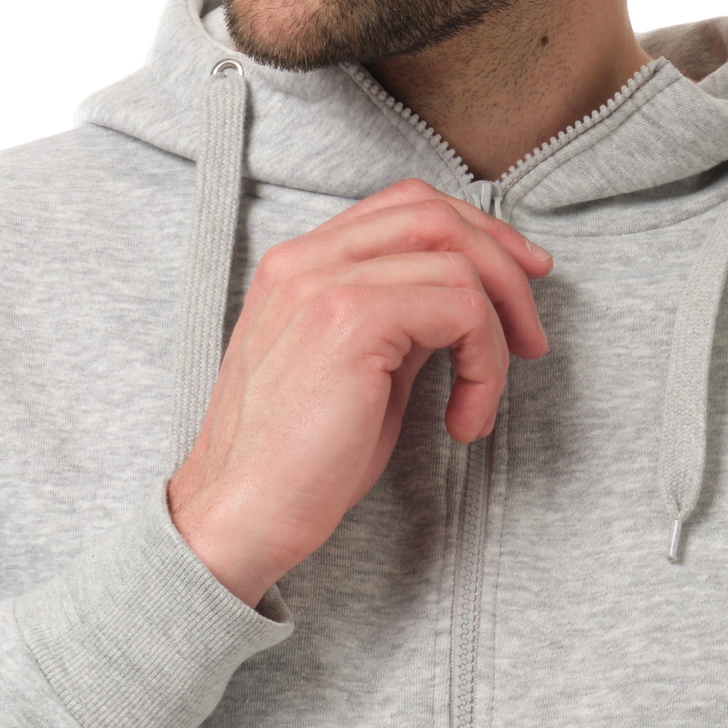 Felpa con cappuccio e zip da uomo grigio mélange