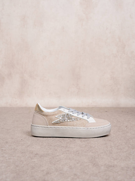Sneakers glitter oro a contrasto