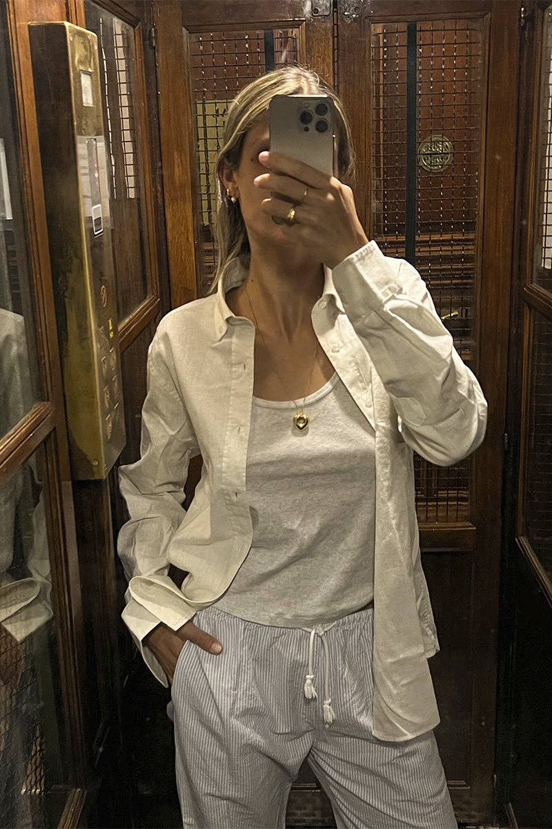 Camicia in lino avorio