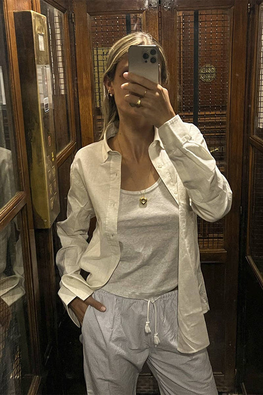 Camicia in lino avorio