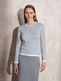 Maglione a maglia girocollo bicolore