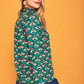 Camicia Verde con Stampa Insetti e Tasche sul Petto