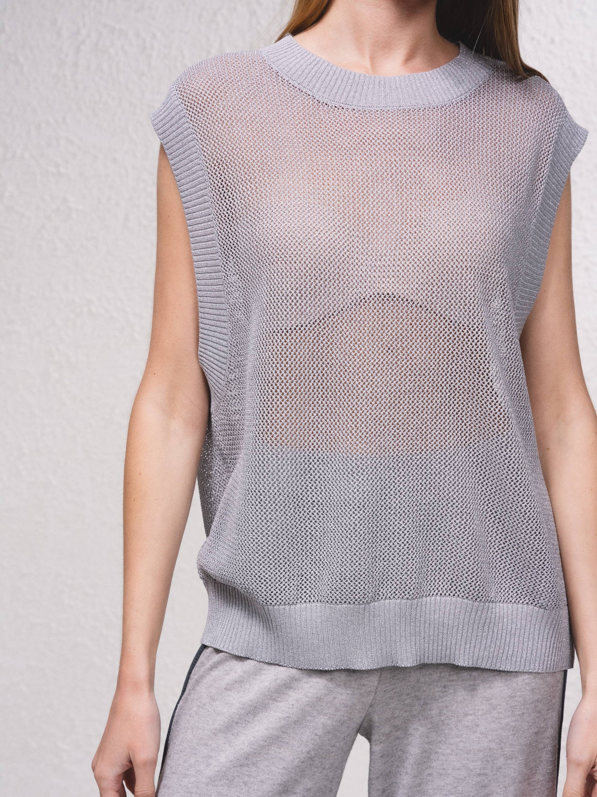 Maglione in maglia aperta laminata