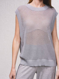 Maglione in maglia aperta laminata