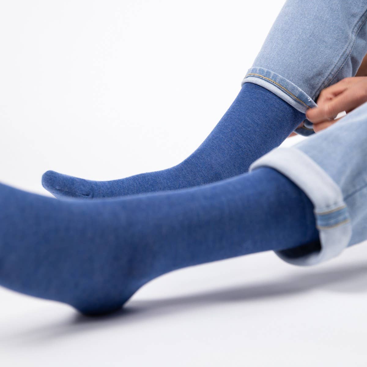 Calzini in bambù denim blu mélange a mezza gamba