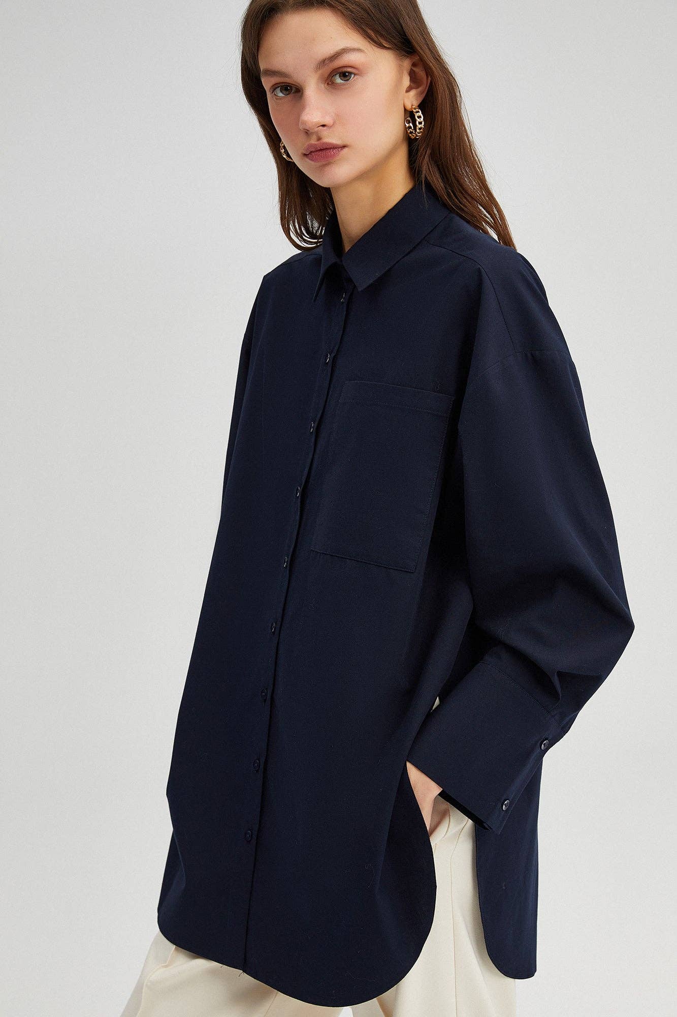Camicia oversize relax fit in popeline misto cotone