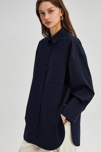 Camicia oversize relax fit in popeline misto cotone
