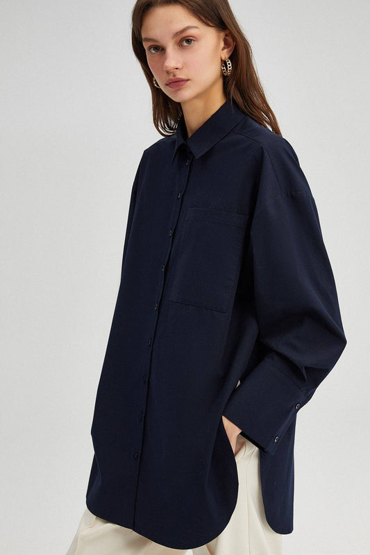 Camicia oversize relax fit in popeline misto cotone