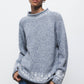 Maglione jacquard in maglia con girocollo