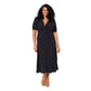 Vestito estivo lungo curvy in cotone e lino nero