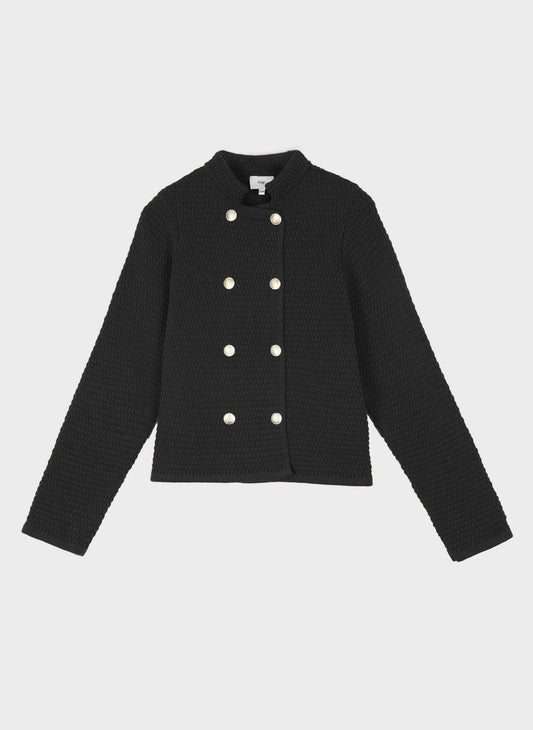 Gilet Voscar nero a maglia con bottoni dorati