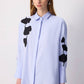 Abito camicia maxi a righe con ricamo floreale