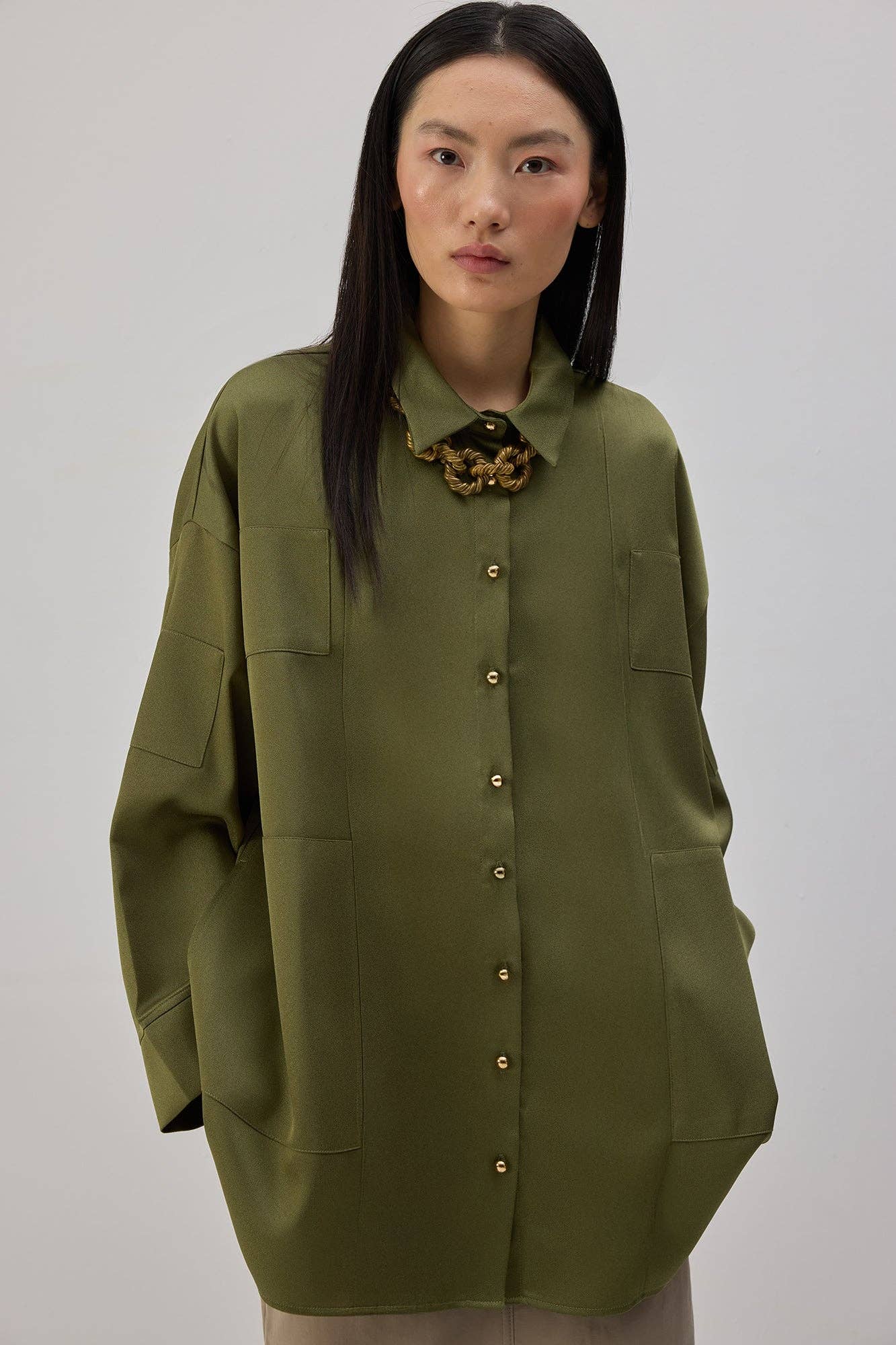 Camicia oversize in raso