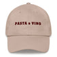 Cappello ricamato “Pasta e Vino” in cotone