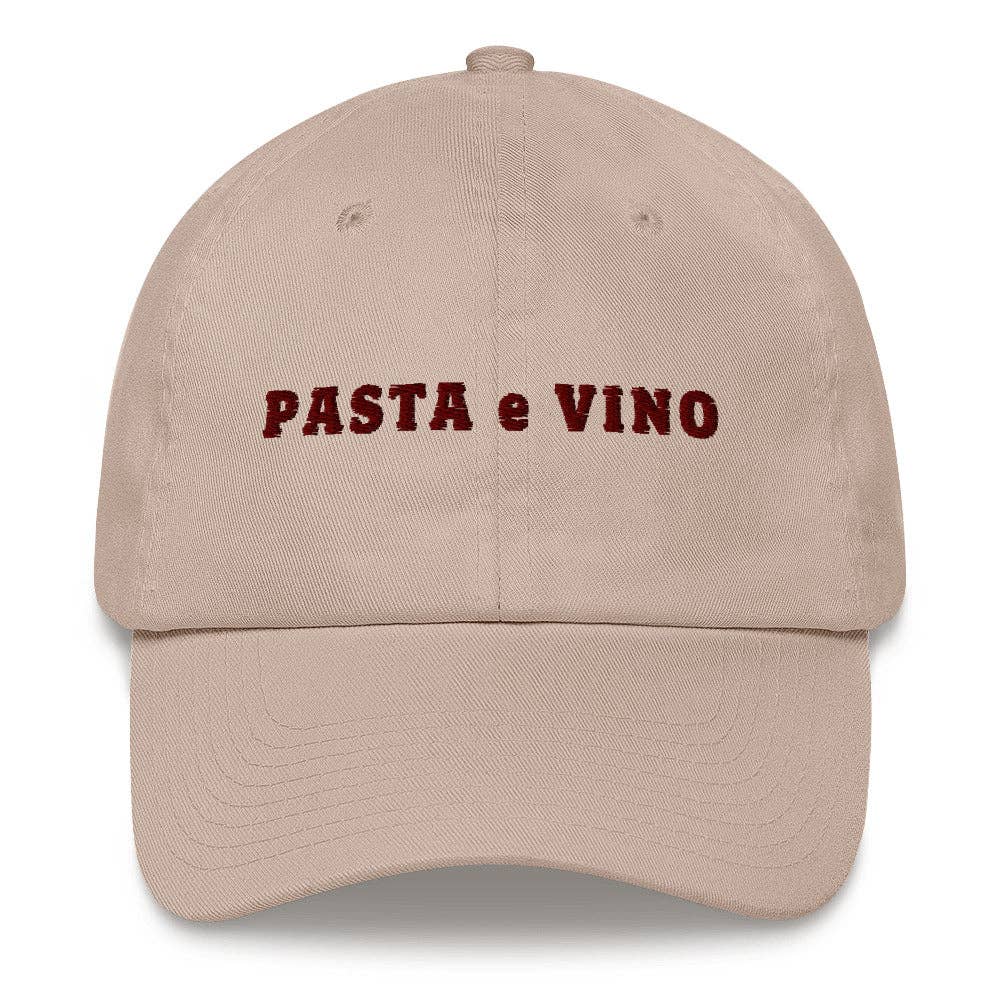 Cappello ricamato “Pasta e Vino” in cotone
