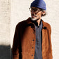 Cappello beanie in lana merino blu a coste
