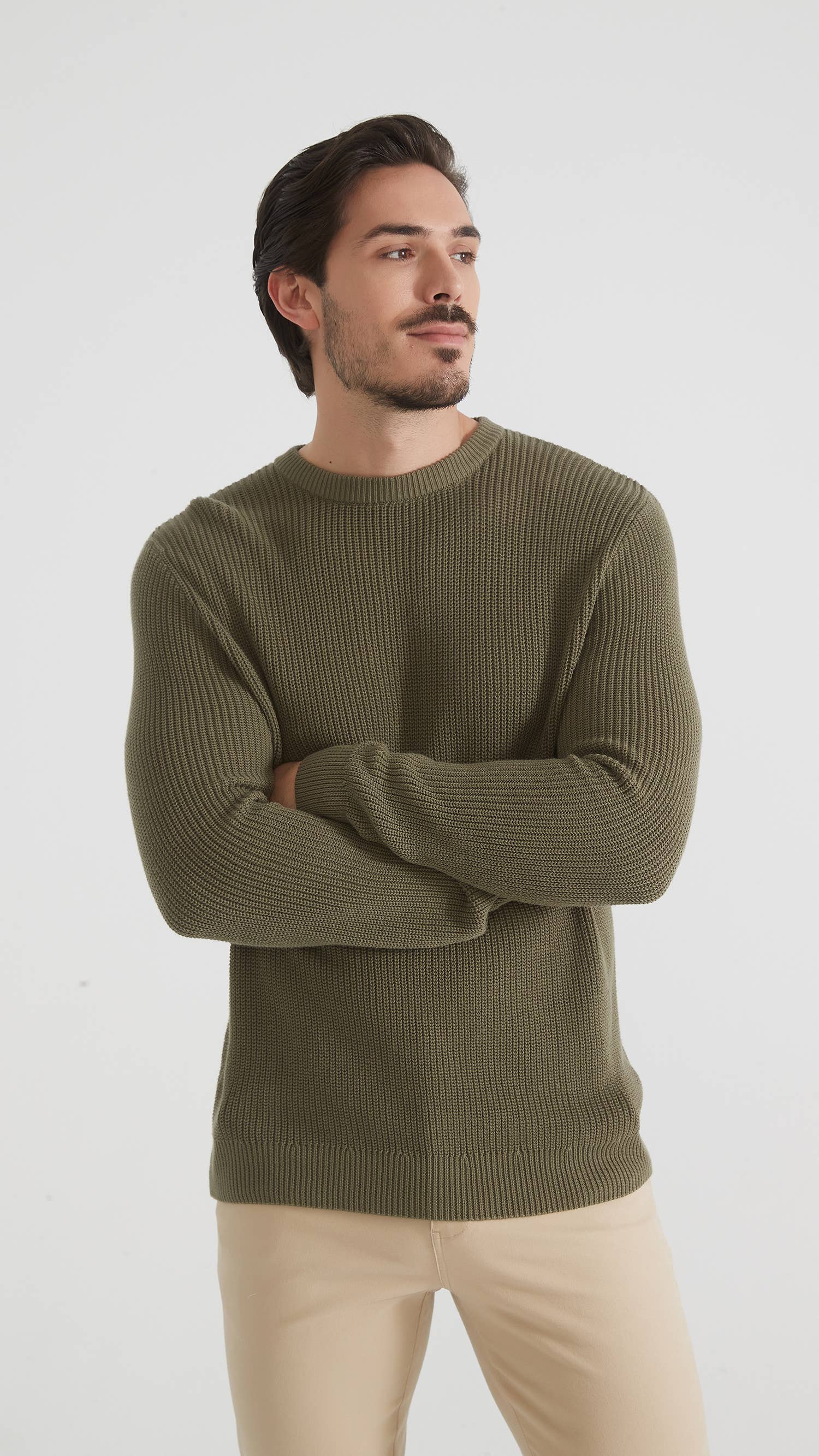 Maglione girocollo in cotone verde