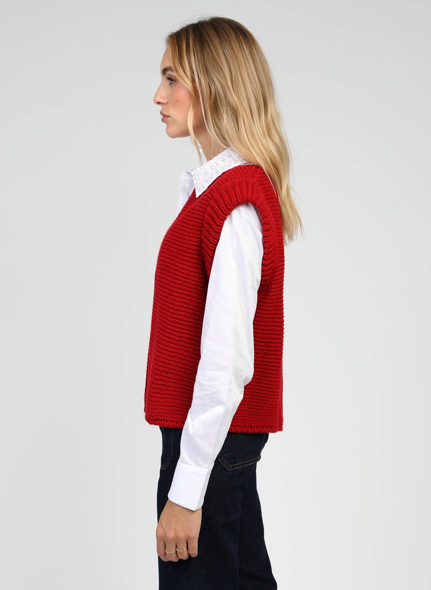 Cardigan smanicato in maglia spessa Legringou
