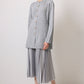 Cardigan lungo grigio con bottoni dorati