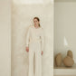 Pantaloni in maglia 3D a gamba larga in misto cashmere