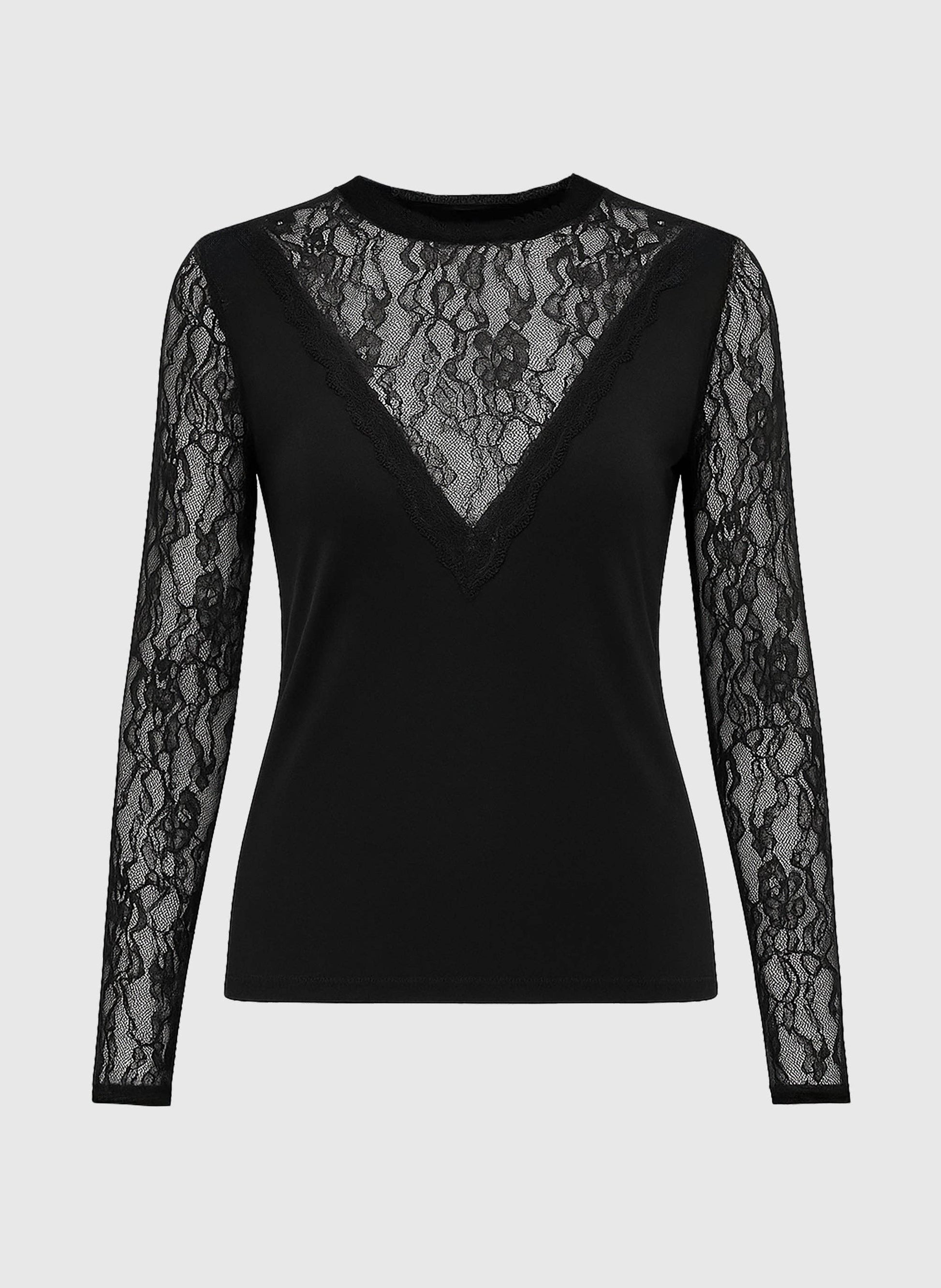 T-shirt Adalida in cotone con pizzo