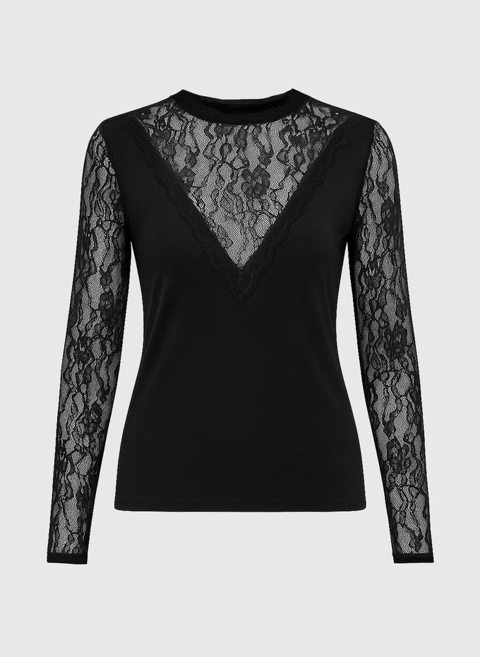 T-shirt Adalida in cotone con pizzo
