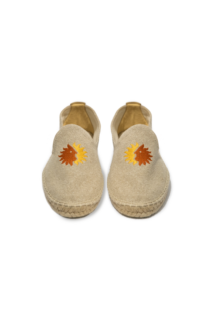 Espadrillas mediterranee in lino con ricamo sole