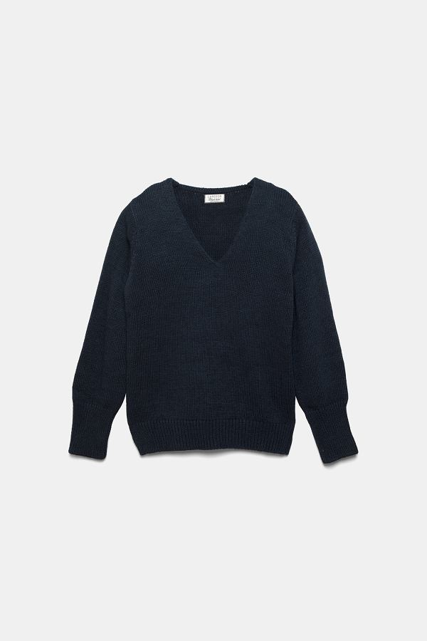 Maglione in maglia rasata con scollo a V