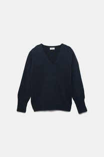 Maglione in maglia rasata con scollo a V