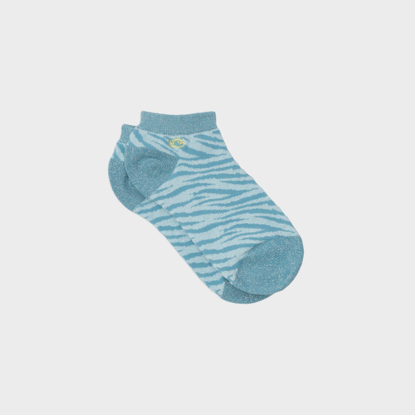 Calzini alla caviglia zebra in cotone pettinato blu
