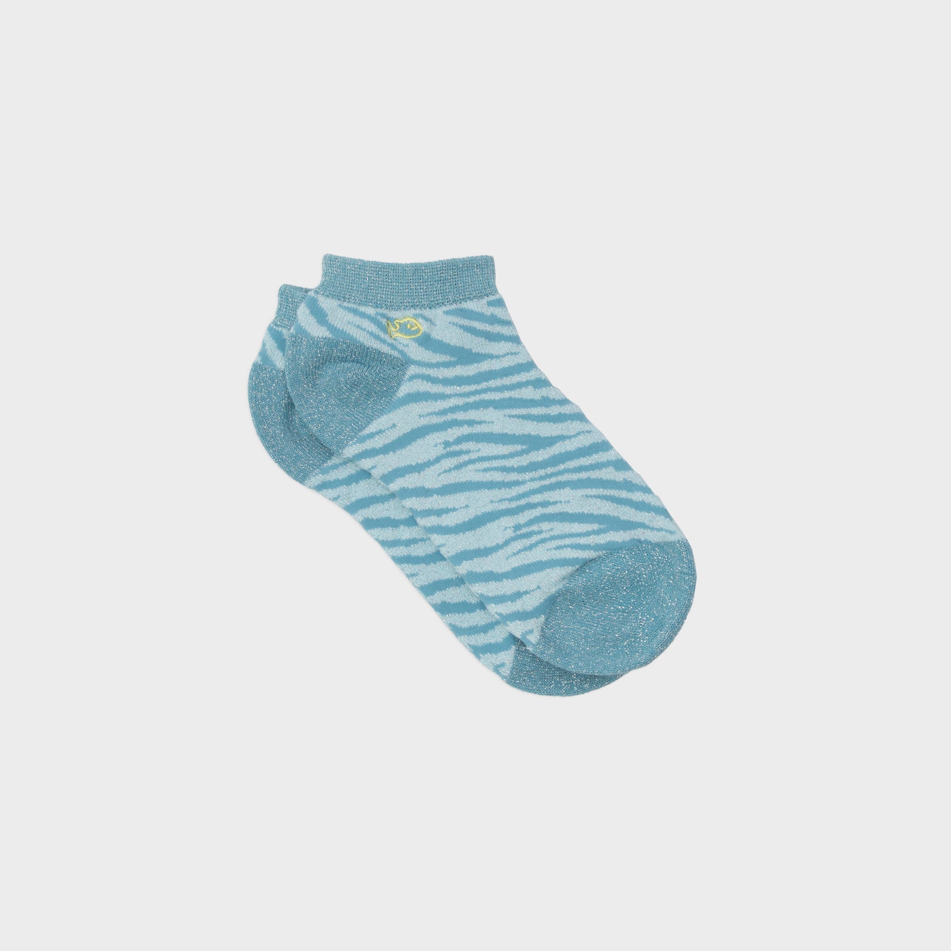 Calzini alla caviglia zebra in cotone pettinato blu