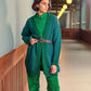 Cardigan jacquard verde con scollo a V