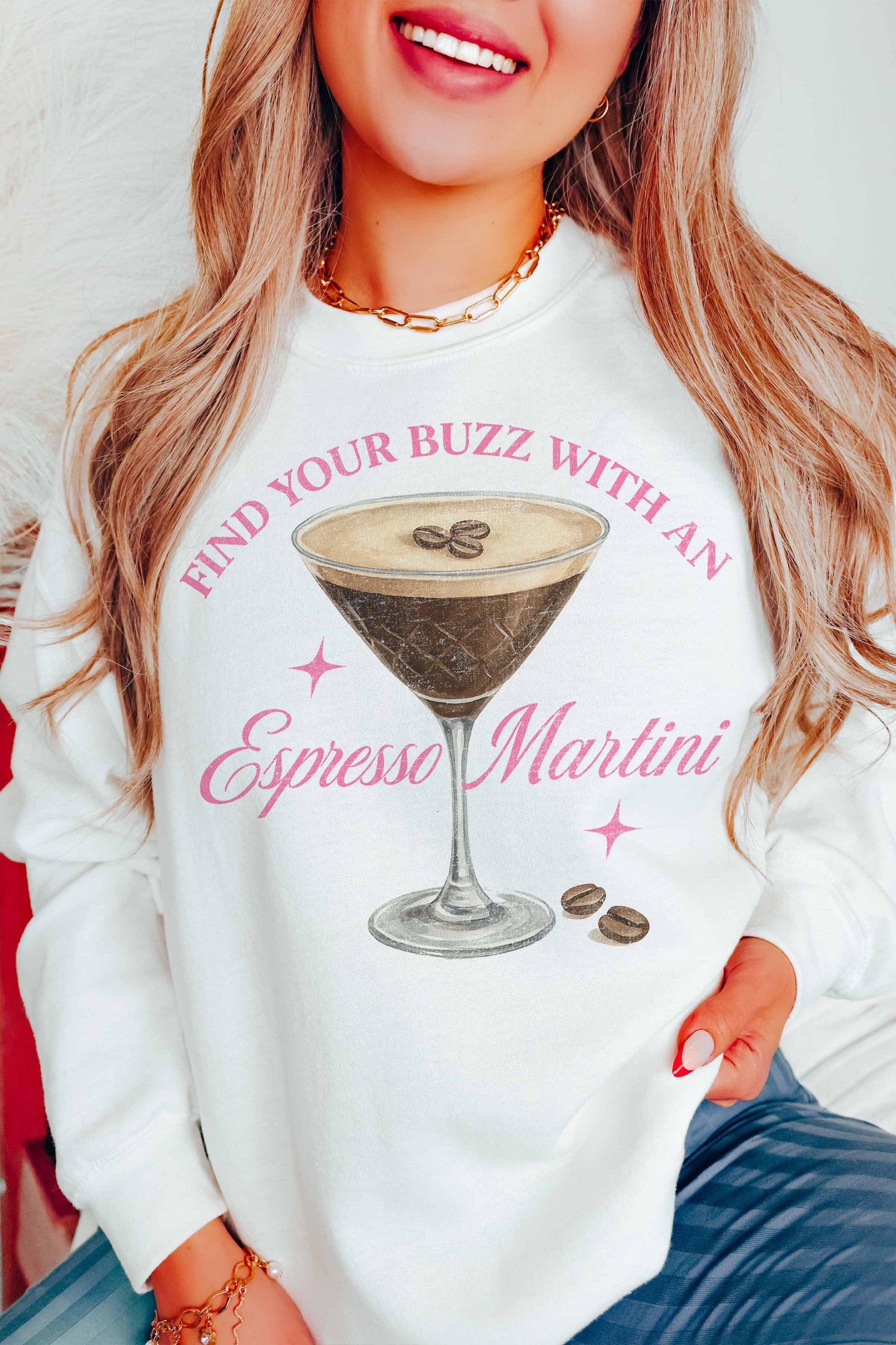 Felpa oversize Espresso Martini con stampa grafica