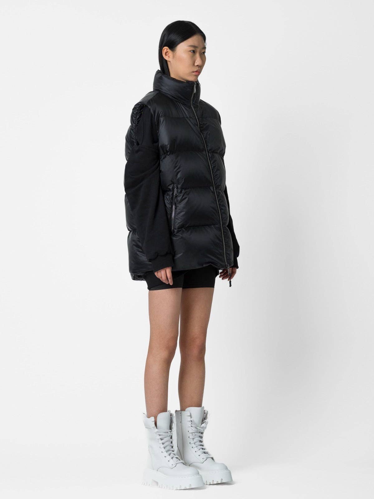 Gilet imbottito con logo e fodera fluo