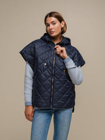 Capa donna trapuntata in nylon con cappuccio