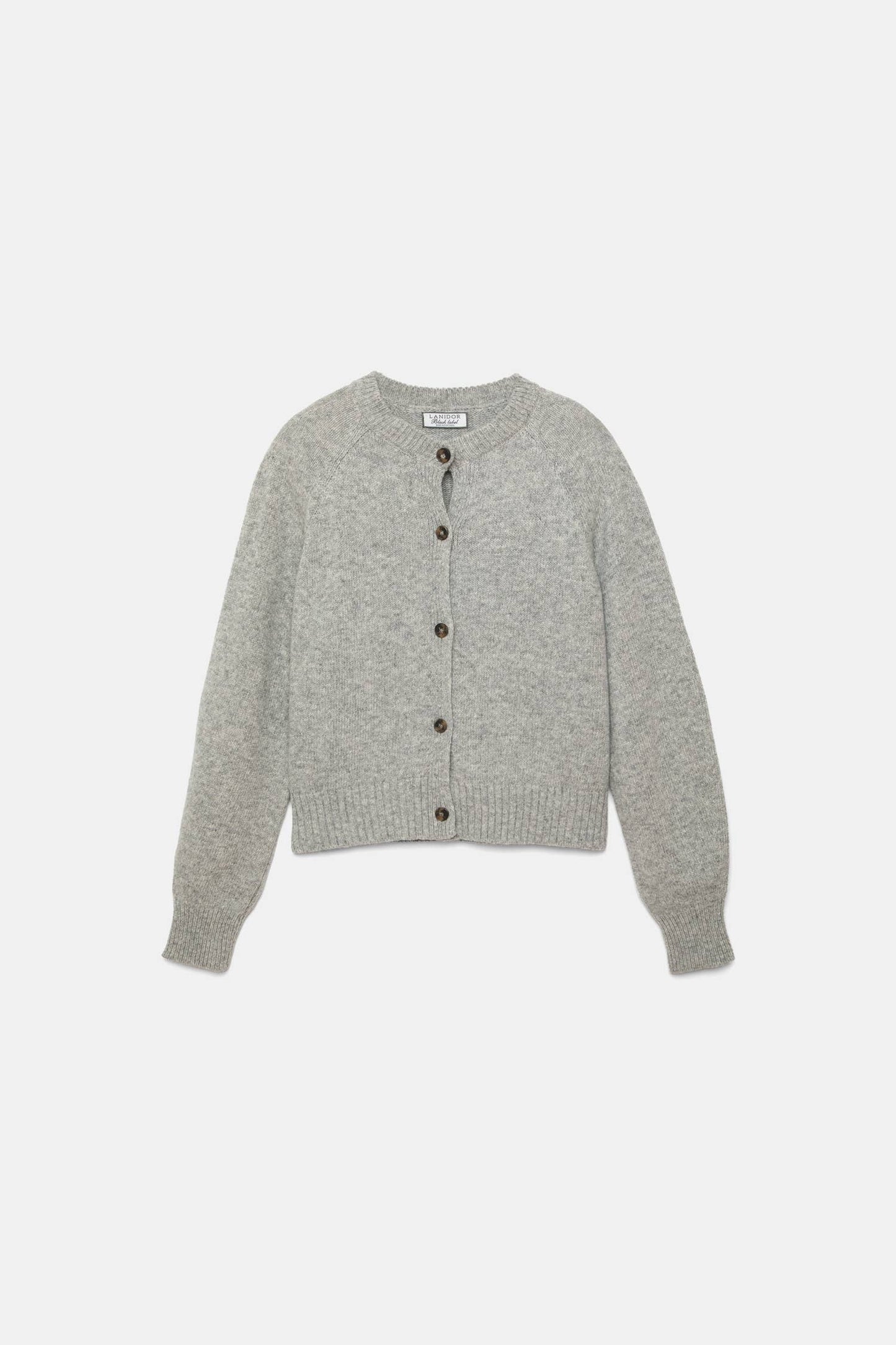 Cardigan in lana a maglia rasata con bottoni a contrasto