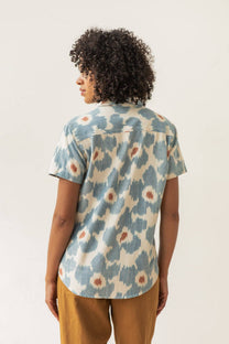 Camicia a maniche corte in cotone con stampa ikat
