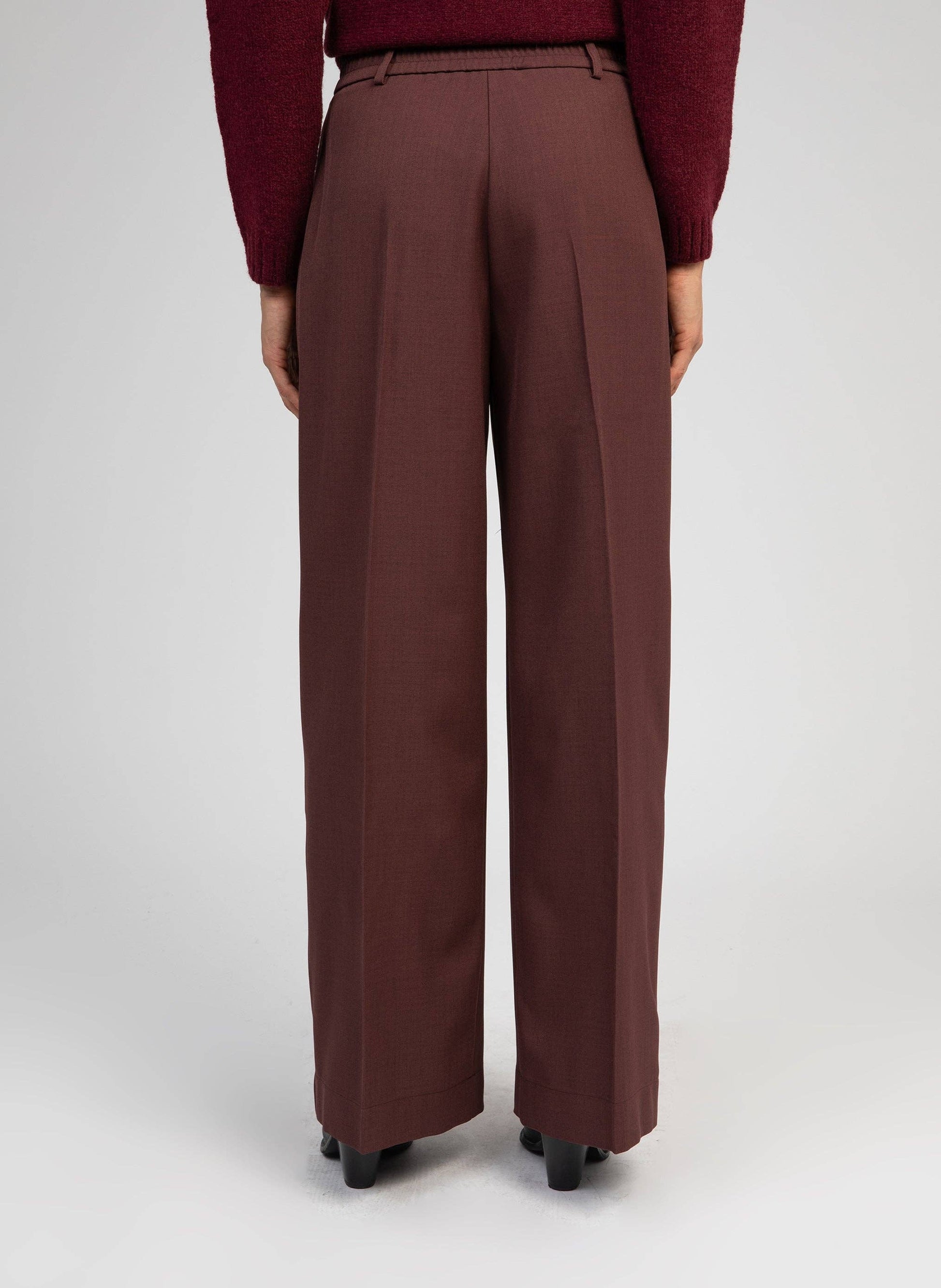 Pantaloni palazzo Pepina color cioccolato
