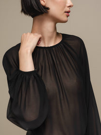 Blusa donna in chiffon nero