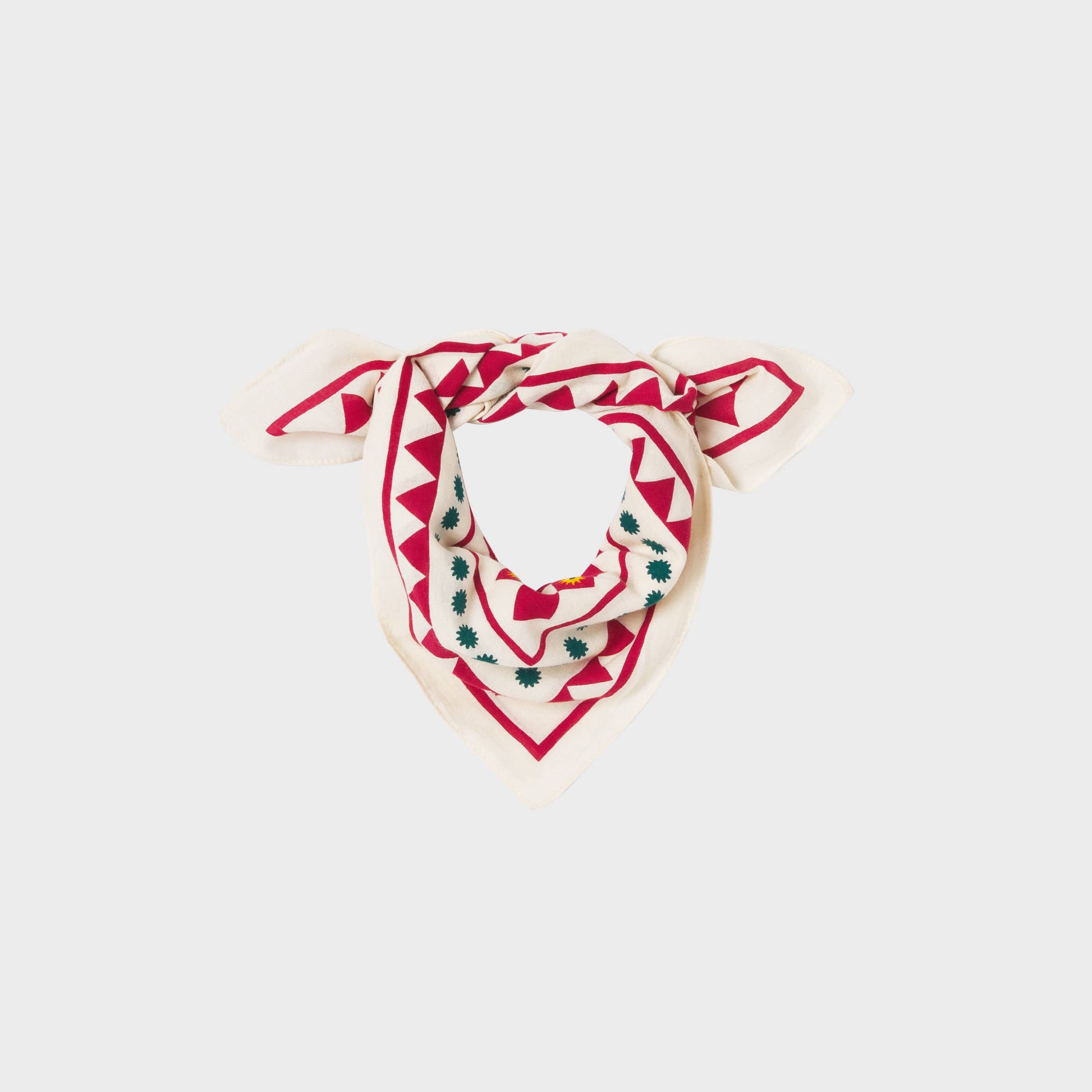 Foulard piccolo in cotone biologico con stampa grafica ecru