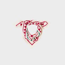 Foulard piccolo in cotone biologico con stampa grafica ecru