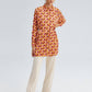 Camicia in raso fantasia geometrica con cintura