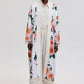 Kimono lungo con frange e stampa floreale