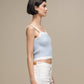 Top in maglia effetto fluffy bicolore