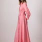Abito camicia rosa con cintura in misto cotone