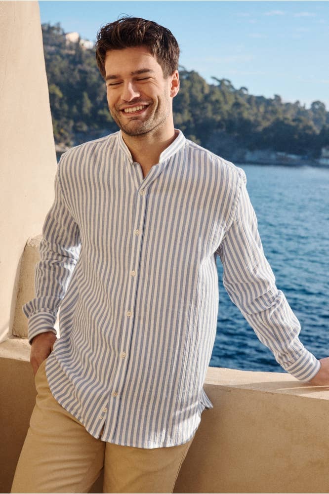 Camicia a righe in garza di cotone Hampton Granier