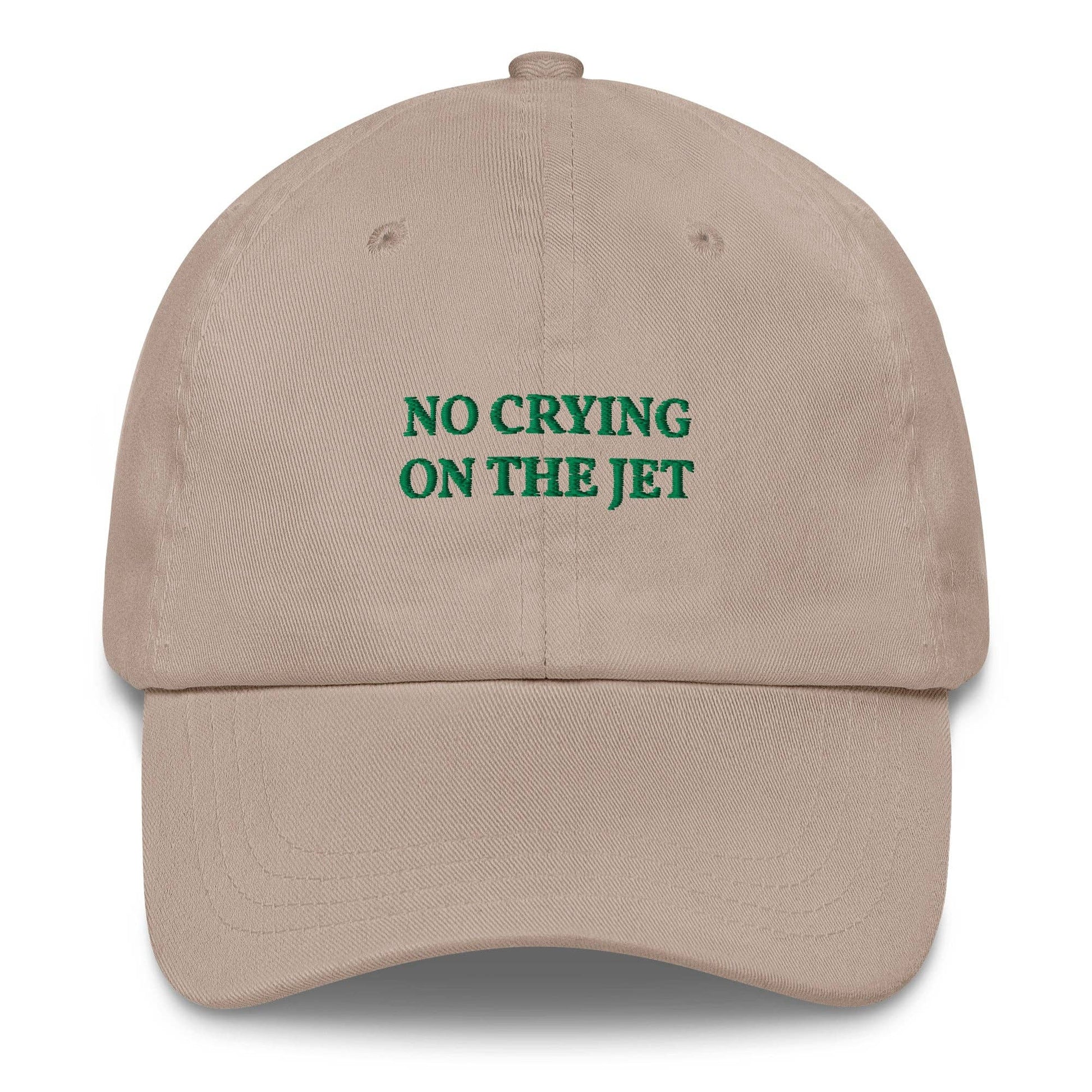 Cappellino da baseball unisex ricamato “No Crying on the Jet”