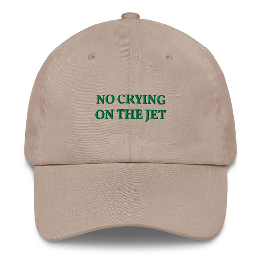 Cappellino da baseball unisex ricamato “No Crying on the Jet”