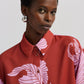Camicia oversize in satin con stampa floreale
